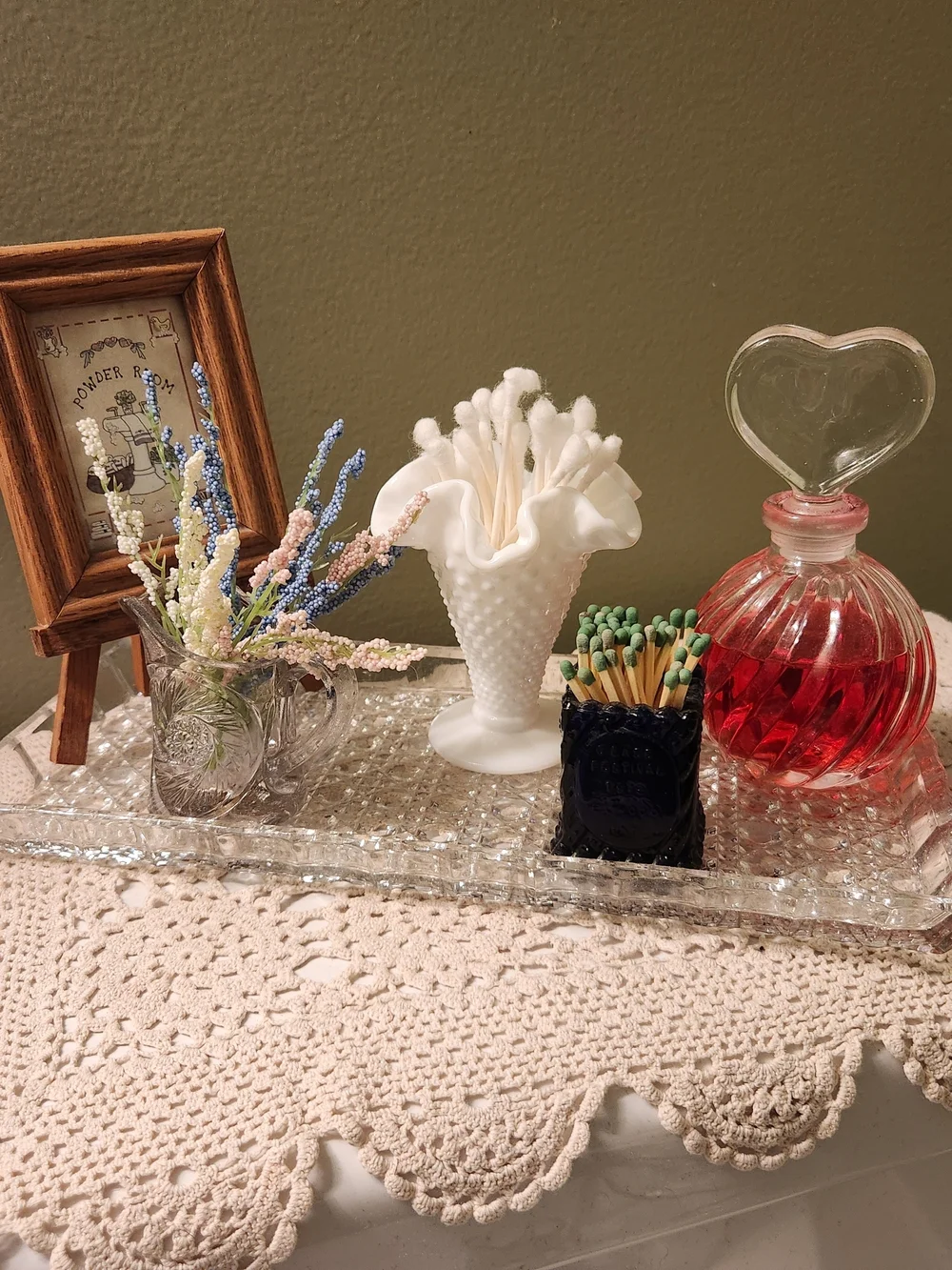 Vintage Fenton White Milk Glass Hobnail Ruffled Mini Vase
